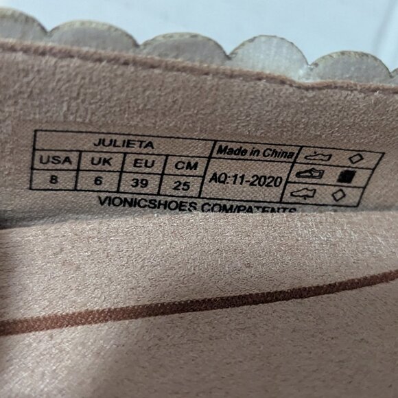 Vionic Julietta Ballet Flats Snake Embossed Cream 8 NEW - Picture 8 of 10